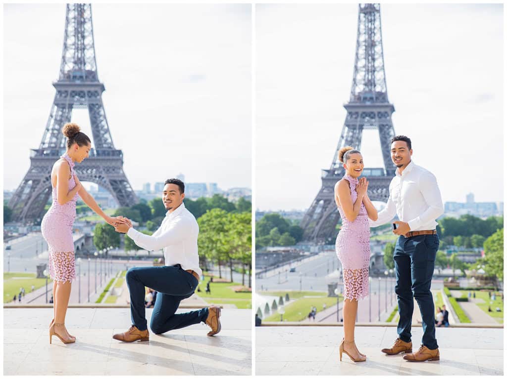 Une magnifique demande en mariage devant la Tour Eiffel à Paris