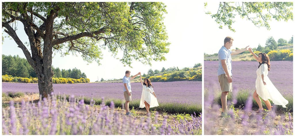 Une séance photo de couple dans les champs de lavande Sault, Provence