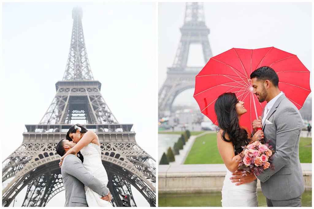 Une séance photo de couple de mariés, mariage hivernal à Paris