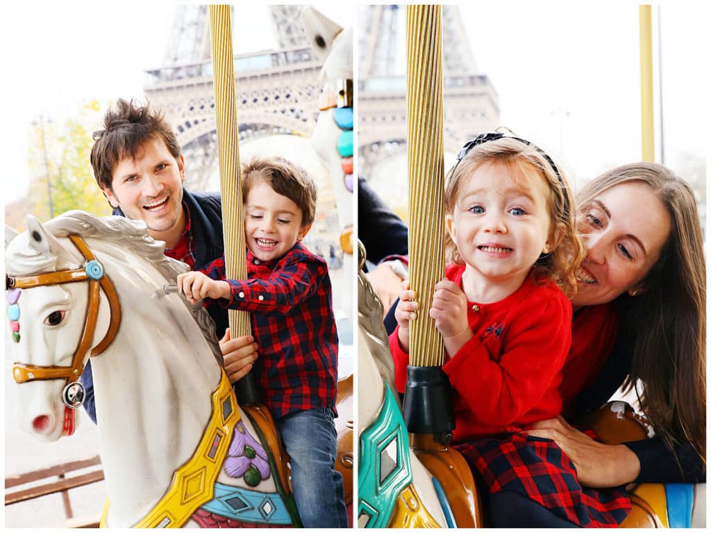 Une séance photo de famille automnale à Paris : Tour Eiffel, Montmartre et Louvre