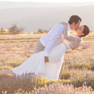 Vow renewal ceremony in the lavender fields of Provence France