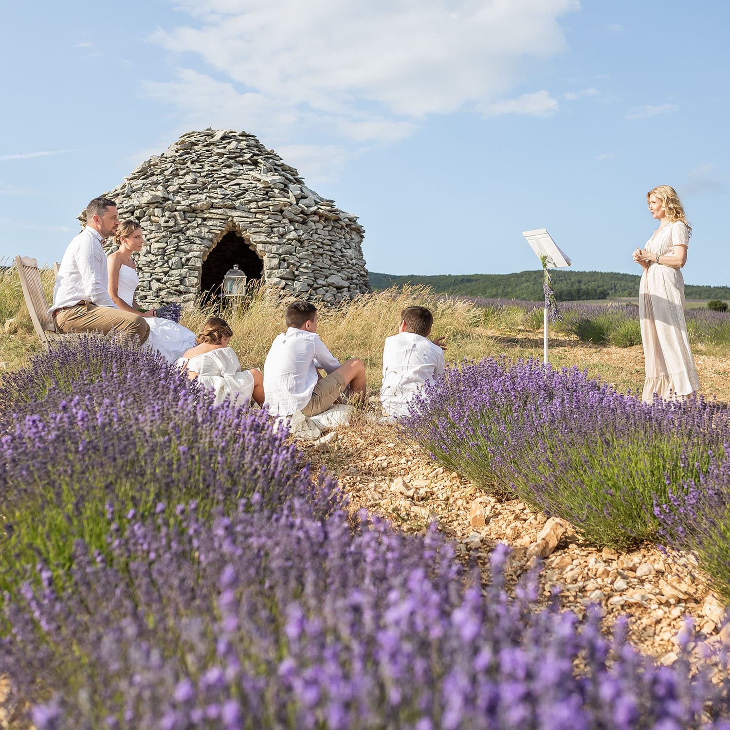 Lavender fields of Provence symbolic ceremony elopement